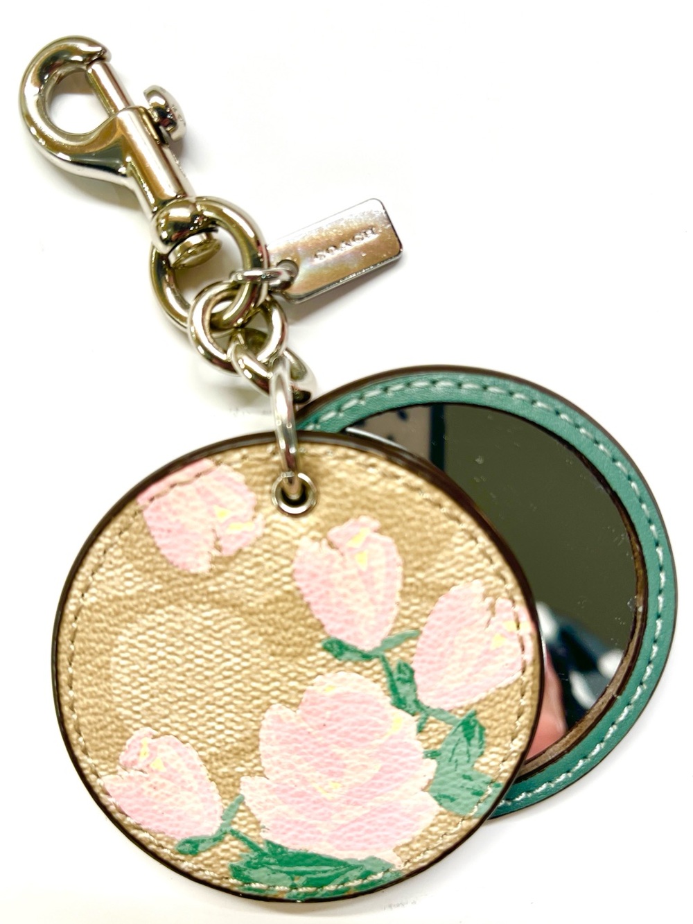 Coach Floral Mirror Bag Charm EUC